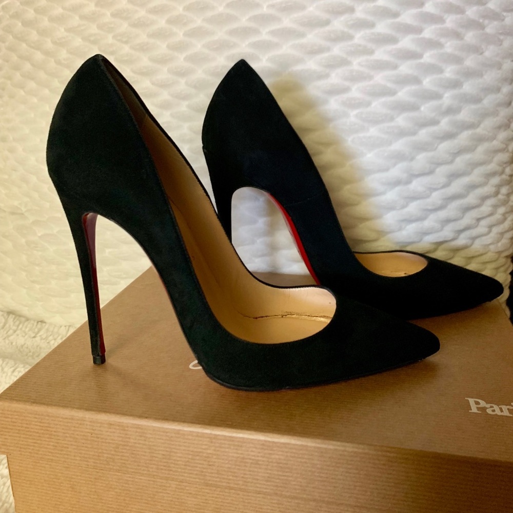 Christian Louboutin So Kate Black Suede Pumps